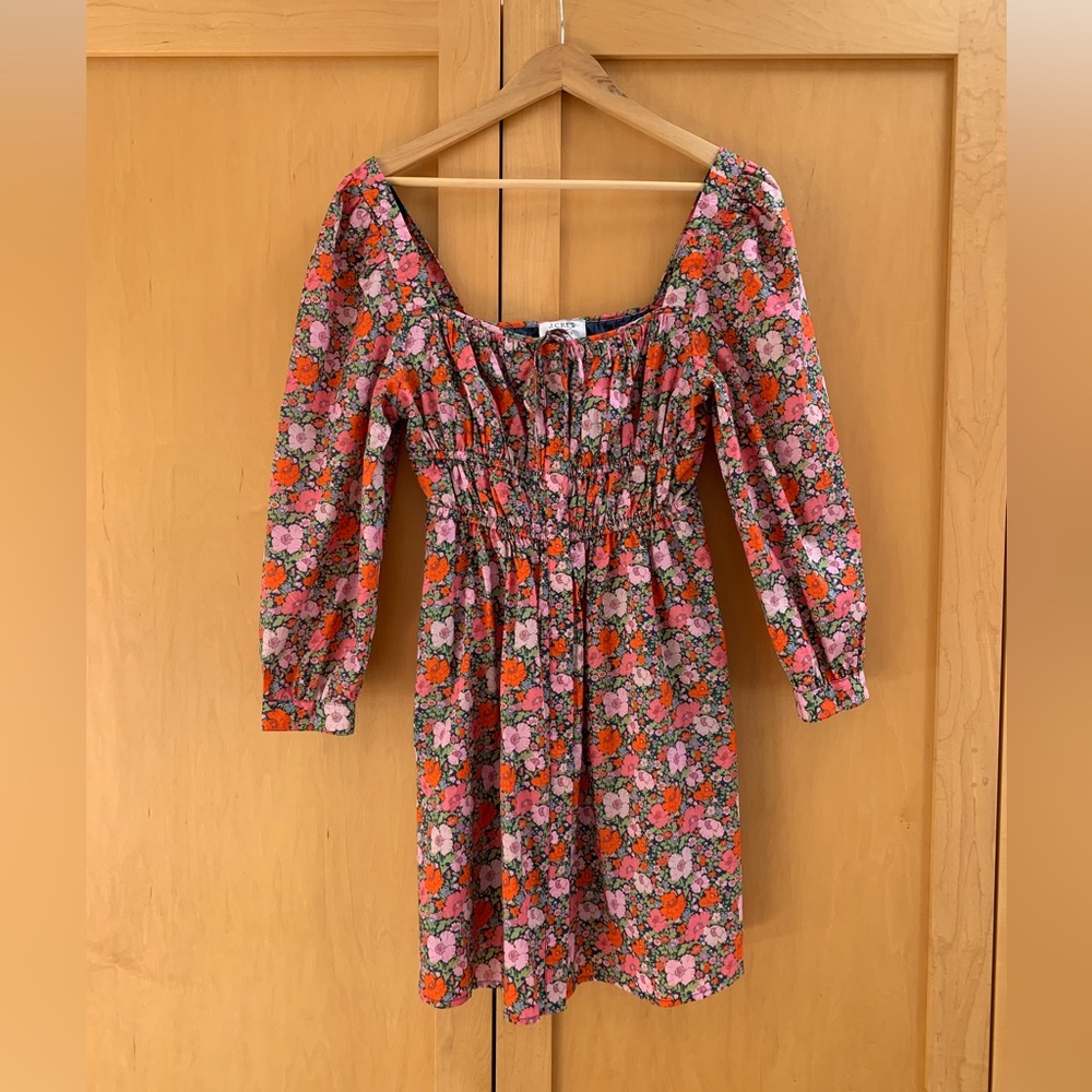 Liberty print flirty peasant dress
